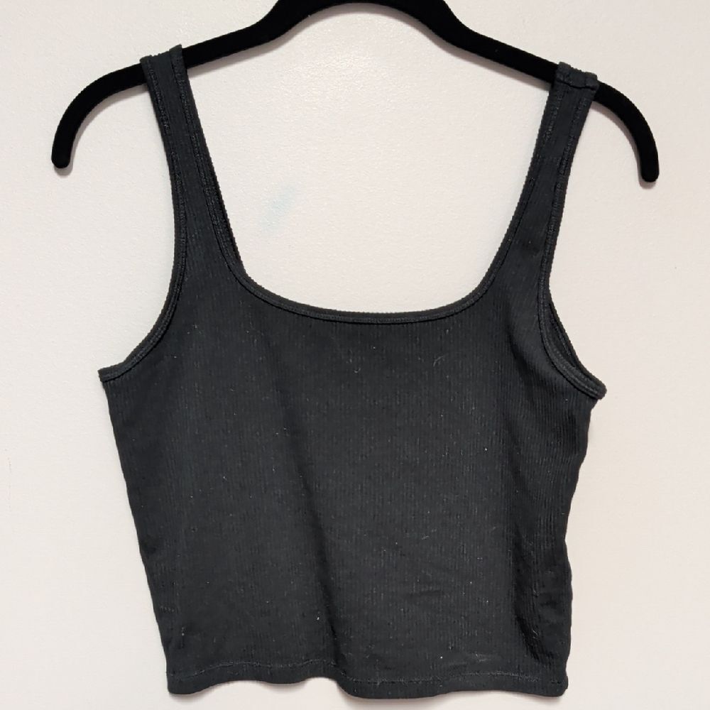 Hollister Black Ribbed Square-Neck Tank